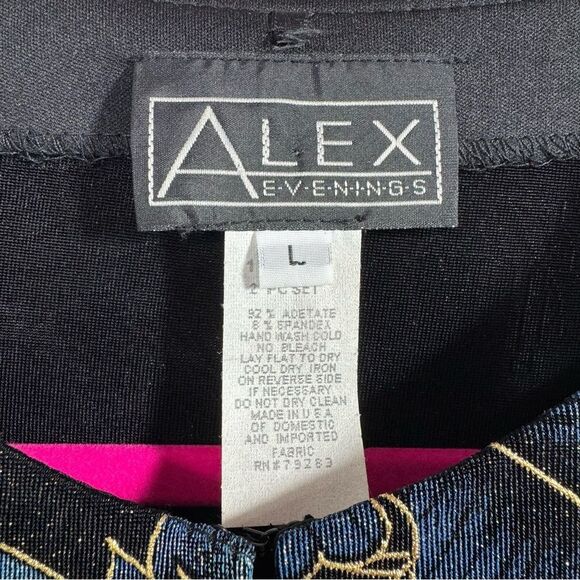 Alex Evenings Womens Metallic Floral Jacket L Elegant Evening Glam Holiday - Picture 6 of 13